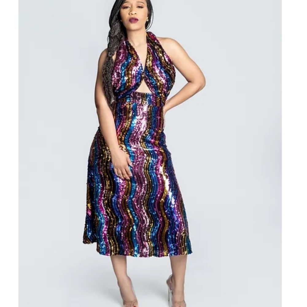L'atiste sequin midi dress